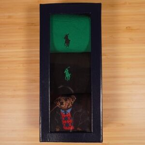 Polo Ralph Lauren 3-Pair Polo Bear Crew Socks Gift Set Brand New